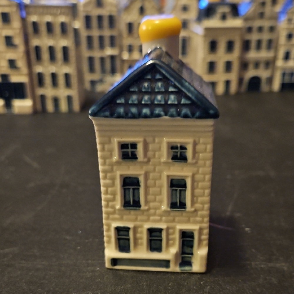 KLM Delfts Ceramic House Figurine with Blue Roof Collectable # 26